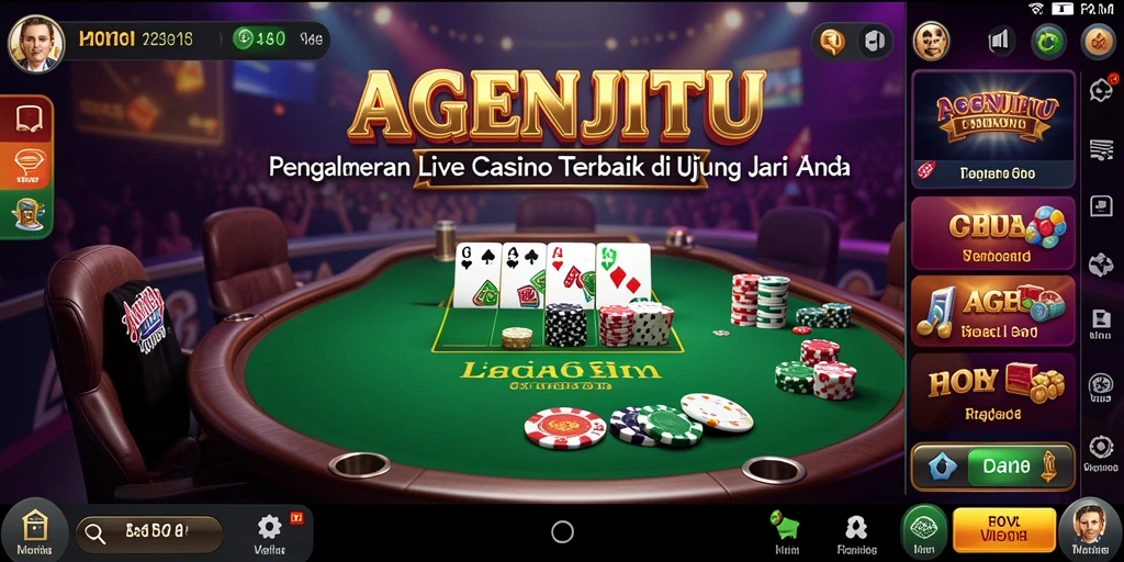 Screenshot AGENJITU yang menunjukkan dealer langsung dan suasana Live Casino.