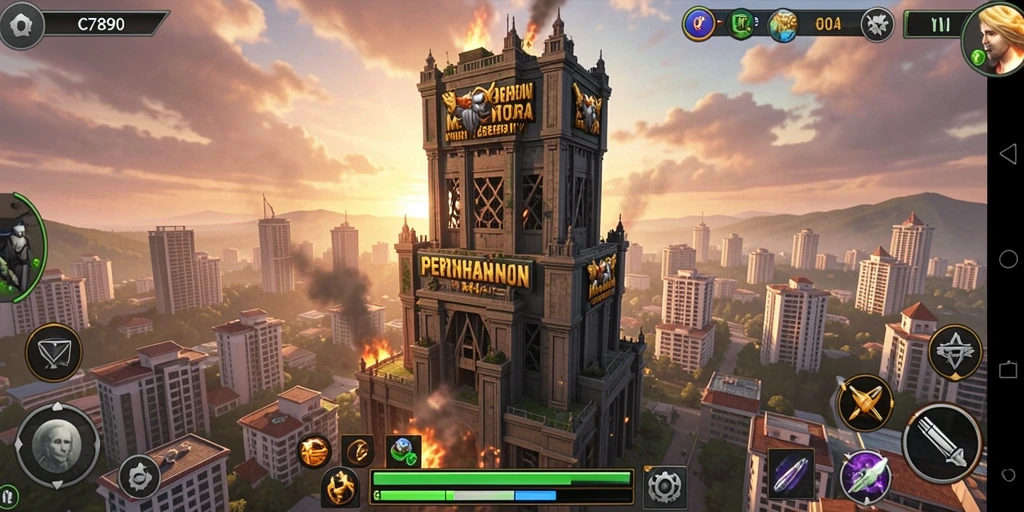 Tampilan gameplay menara yang menarik di C7890.