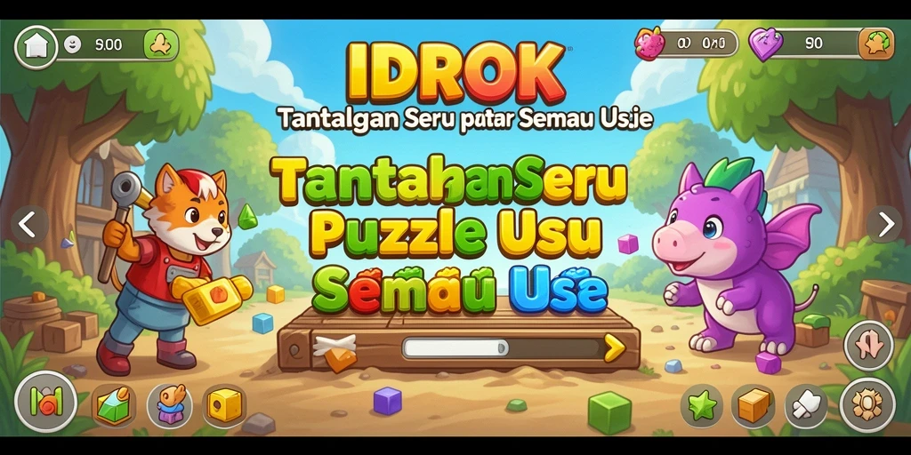 Screenshot gameplay IDROK menunjukkan tantangan puzzle yang seru dan interaktif.