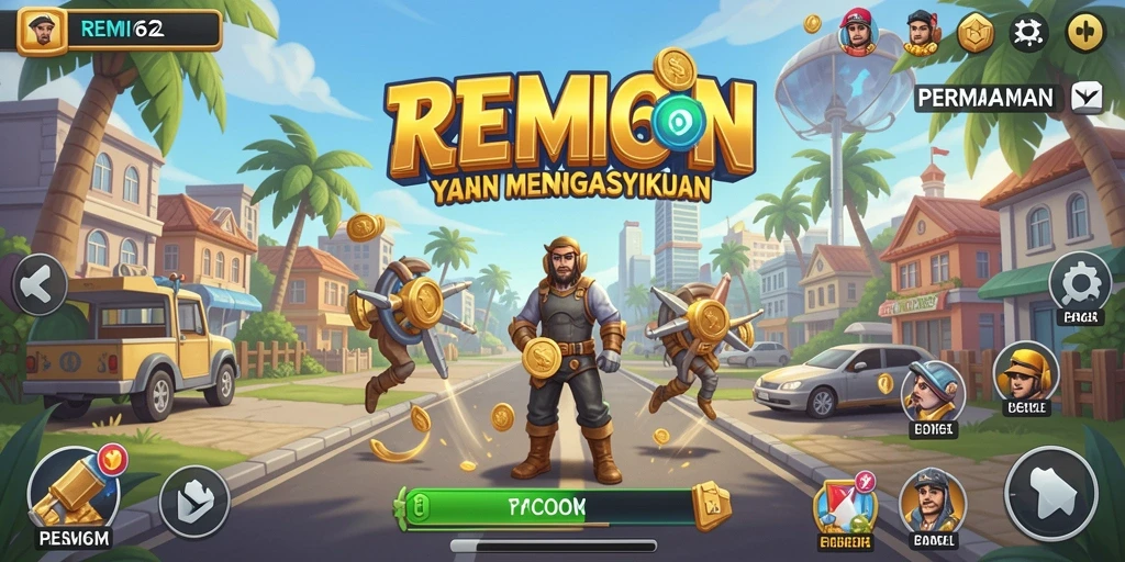 Screenshot gameplay REMI62 menampilkan pengelolaan bisnis yang dinamis.