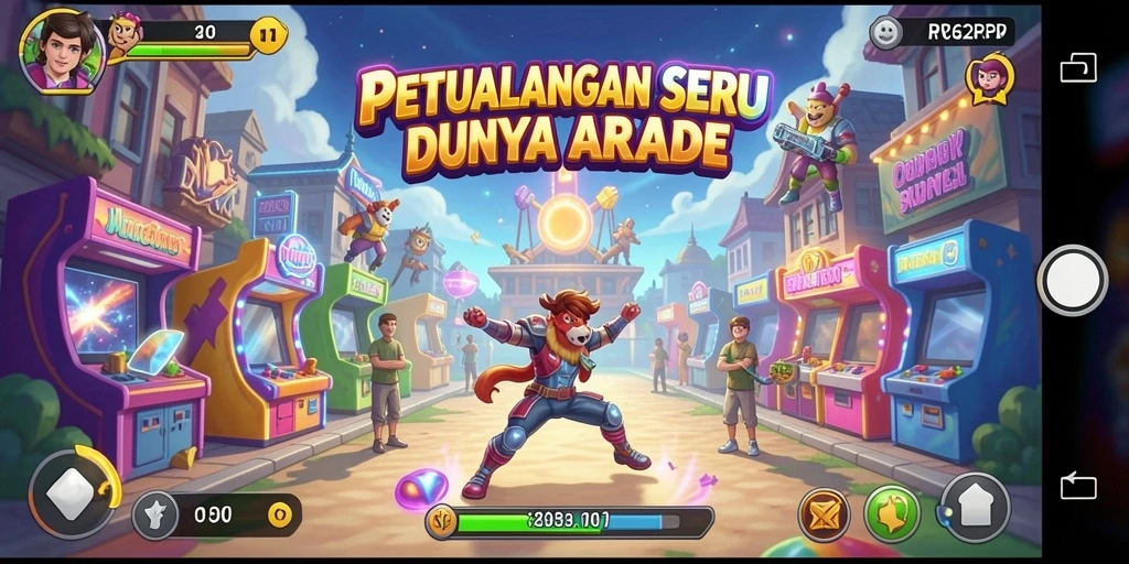 Tangkapan layar menunjukkan aksi seru di game Arcade RP62RP.