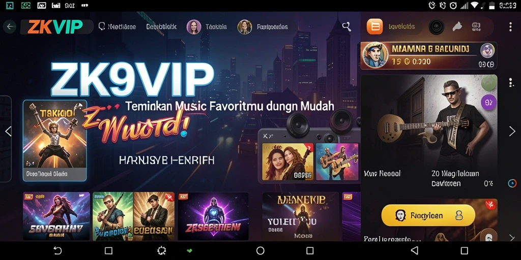 Screenshot gameplay ZK9VIP menunjukkan pengguna menikmati musik dengan mudah.